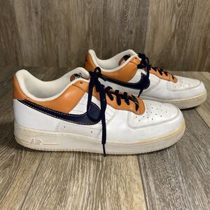 Nike Air Force 1s Mens US Size 9.5 Low White Orange Blue AF1 82 317295-841 Shoes